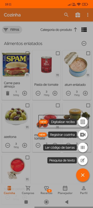 Scan Receipt option in Kitchen page